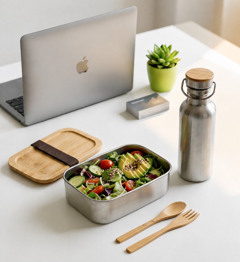 304 Stainless Steel Tutup Bambu Lunch Box Set