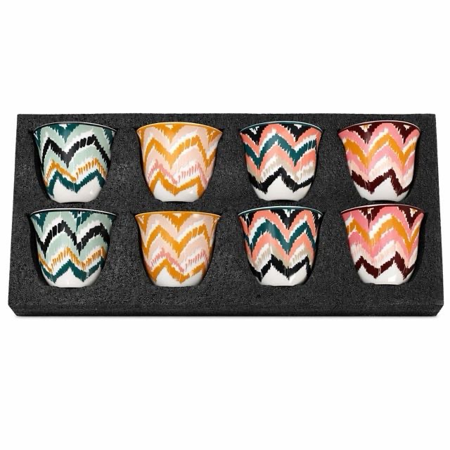 Cangkir Teh Keramik Gelombang Boho 8Pcs Set Hadiah Kanggo Teh Espresso