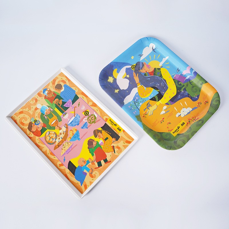 Tray Anak Serat Bambu Kartun Kustom