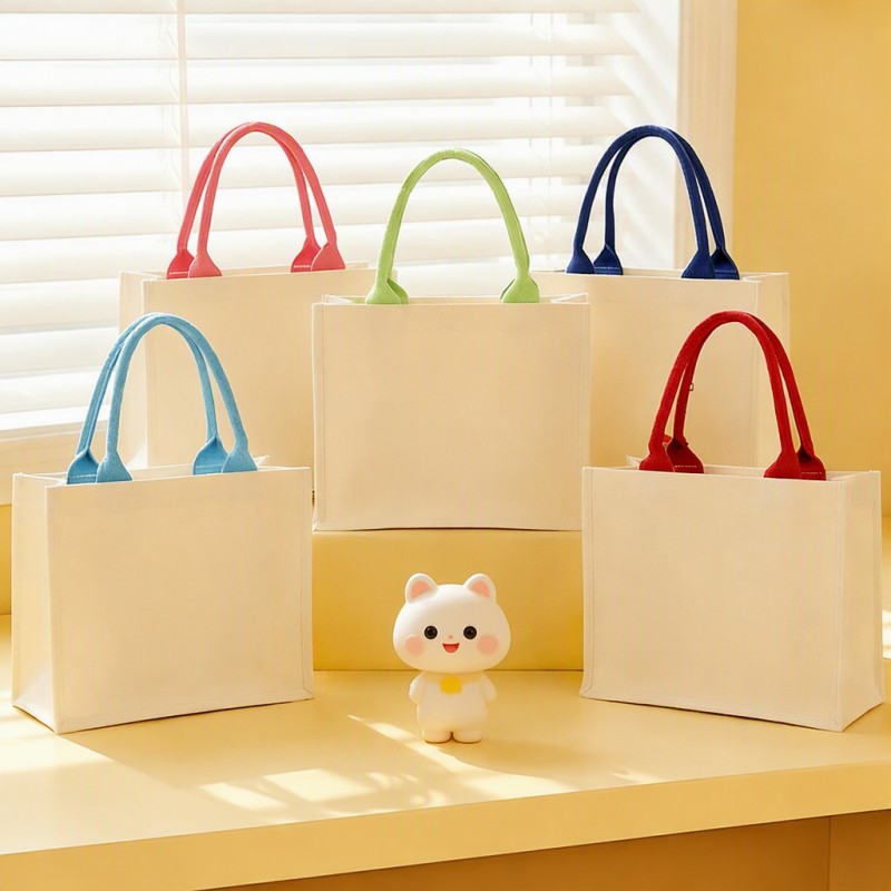 Tas Tote Hadiah Kanvas Tangan Kontras Kustom