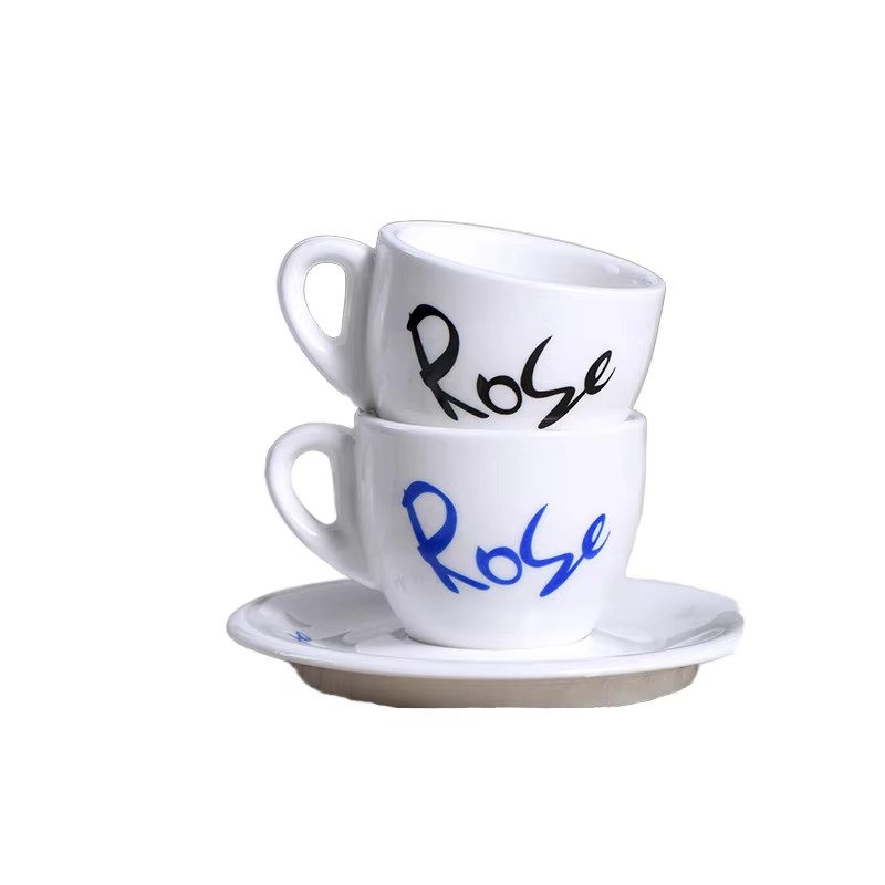 Printed Porcelain Espresso Cup Saucer Kanggo Cafe Gift