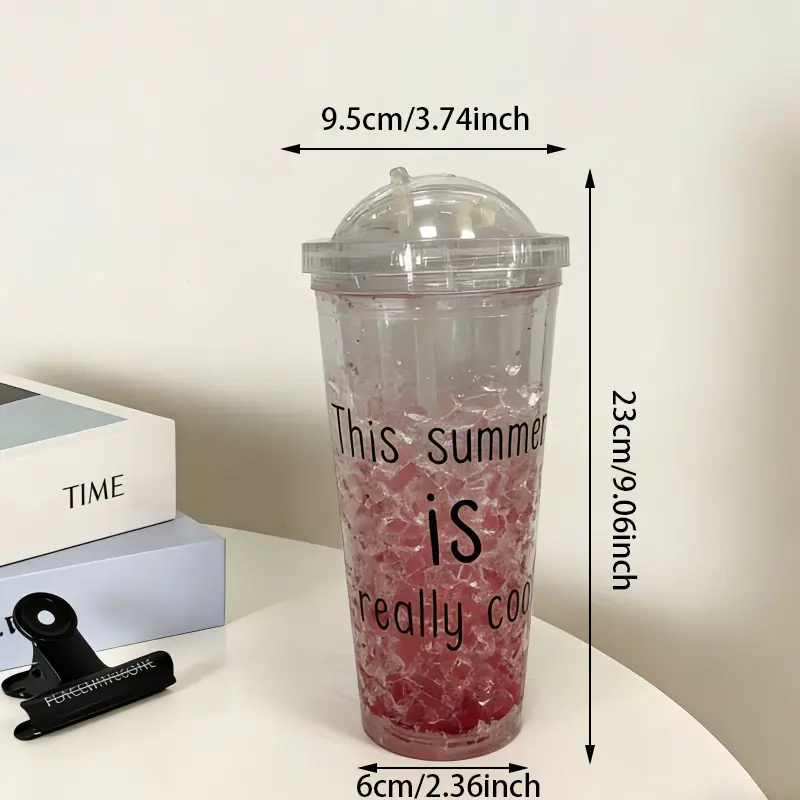 Cangkir Plastik Minuman Dingin Double Wall sing Nyenengake