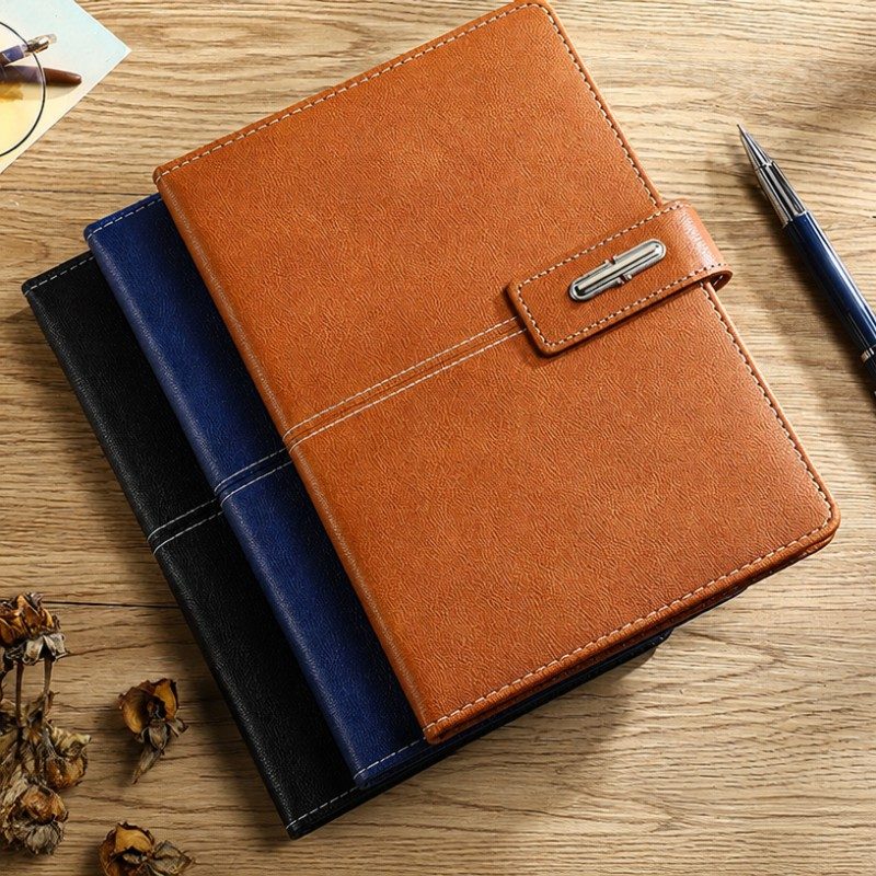 Metal Buckle PU Kulit Hardcover Custom Logo Jurnal Notebook