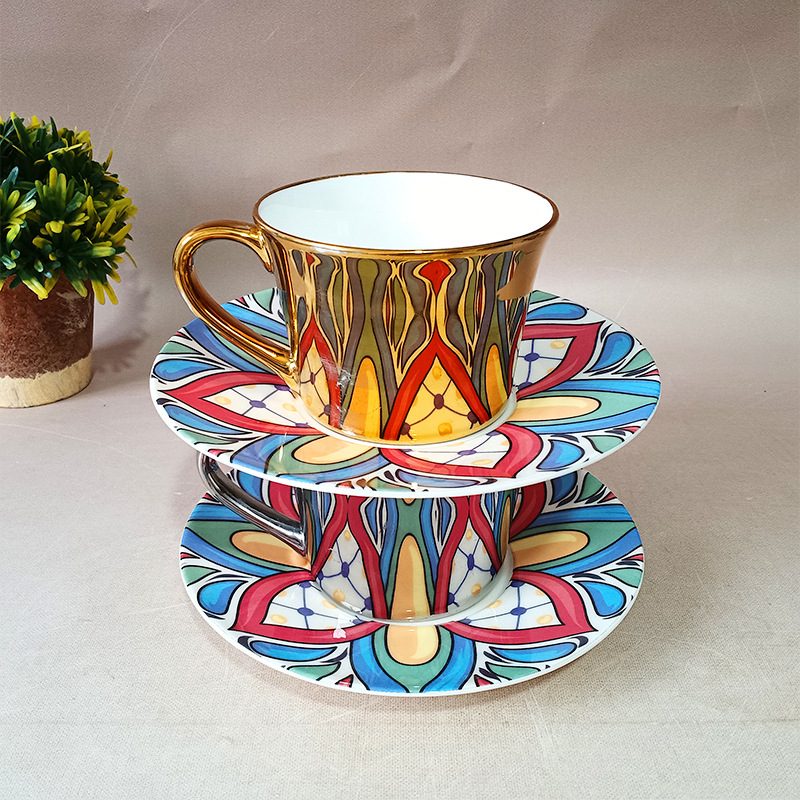 Set Cangkir & Piring Cermin Refleksi Ceramic