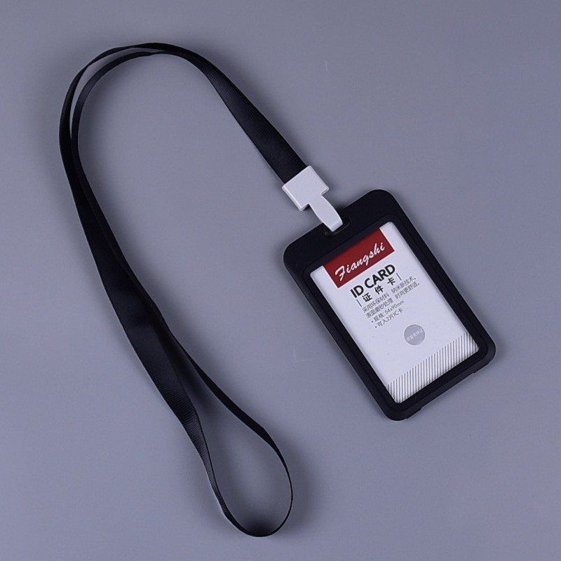 Plastik ID Badge Card Holder karo Lanyard