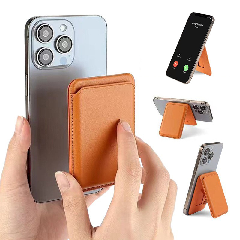 PU Kulit MagSafe Magnetik Card Dompet karo Kickstand