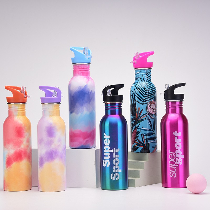 Botol Air Olahraga Stainless Steel Kanthi Tutup Jerami