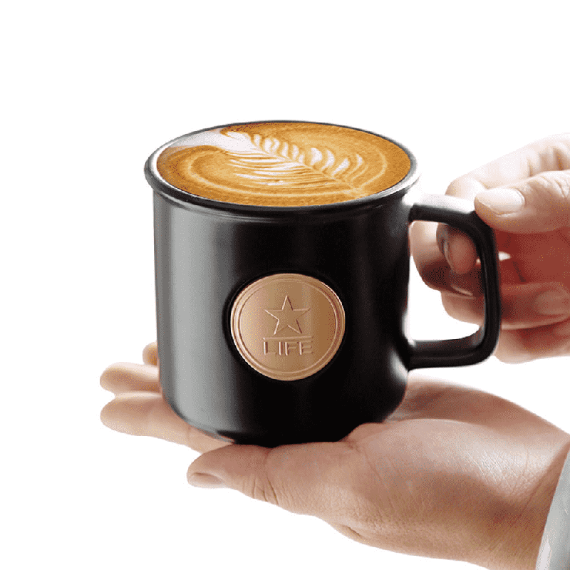 Mug Kopi Keramik Star LIFE kanthi Tutup & Sendok