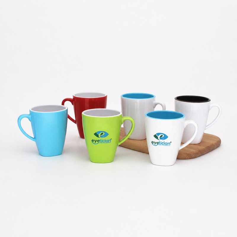 Mug Kopi Keramik Logo Custom Two-Tone