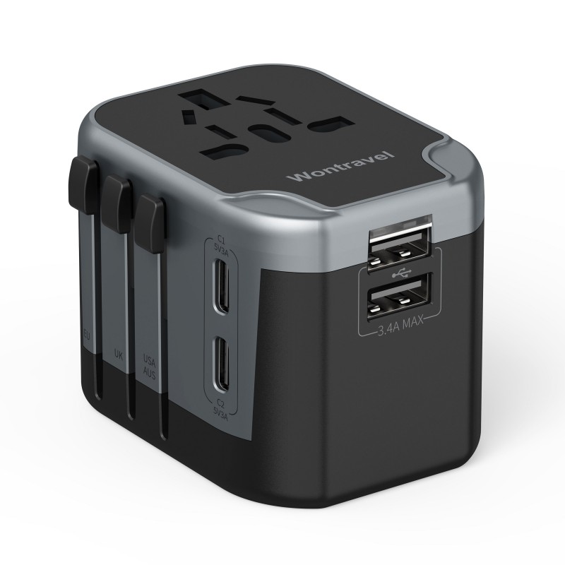 Universal All-in-One International Travel Adapter kanggo Global Use
