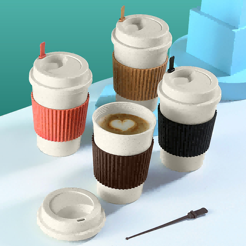 Mug Perjalanan Kopi Sedotan Gandum